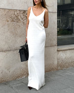 White Knit Midi Dress and Long Cardigan Two Piece Suit