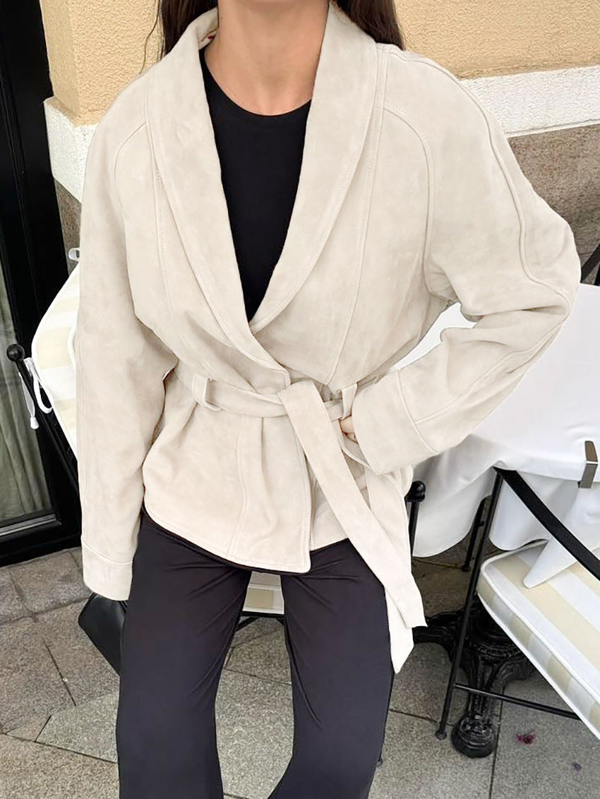 Vintage Suede Long-Sleeved Nubuck Coat Jacket