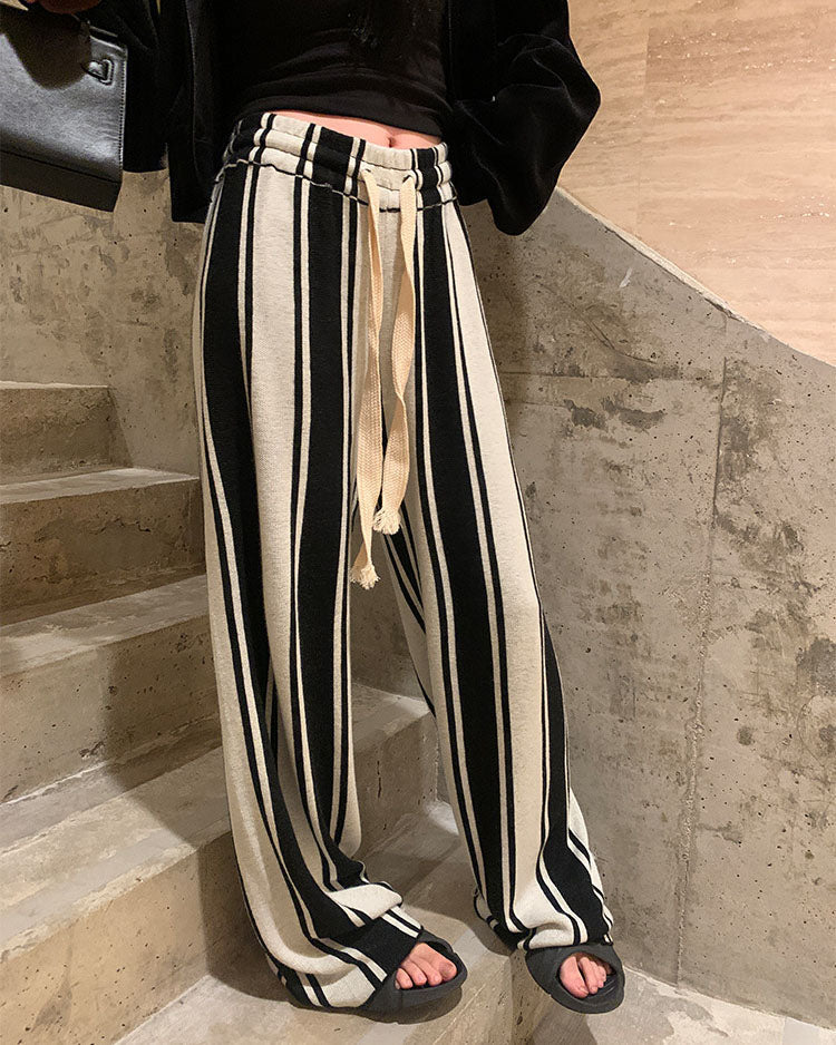 Fall Striped Knitted Casual Pants