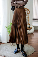 Solid Color Pleated Midi Skirt