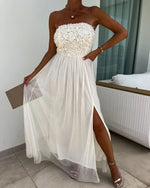 Rosette Bandeau Tube Maxi Dress