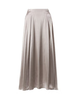 Sleek High-Waisted Satin Midi Skirt