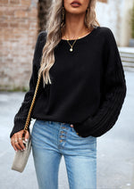 Cable Knit Sleeve Pullover Sweater
