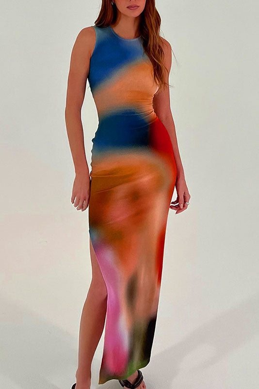 Dip Dye Sleeveless Midi Dress