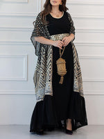 Gorgeous Bat Sleeve Cape Coat Dress Two Piece Suit