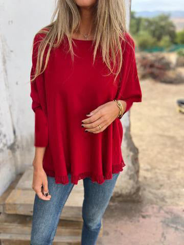 Long Sleeved Loose Fit Knit Top