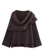Asymmetric Scarf Cropped Knitted Jacket