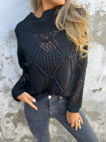Sweet Crochet Knit Crew Neck Sweater