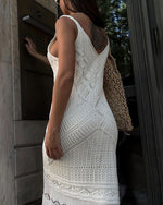 Crochet Knit Midi Sleeveless Midi Dress