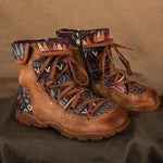 Ethnic Print Side Zipper Booties