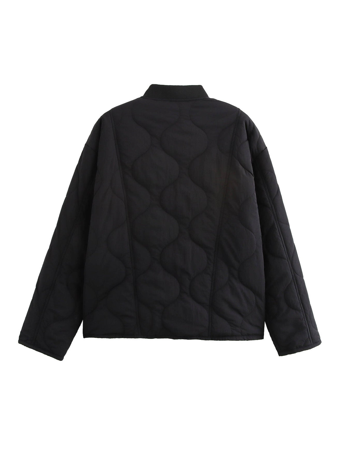 Casual Leopard Lining Quilted Button Down Jacket