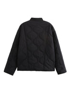 Casual Leopard Lining Quilted Button Down Jacket