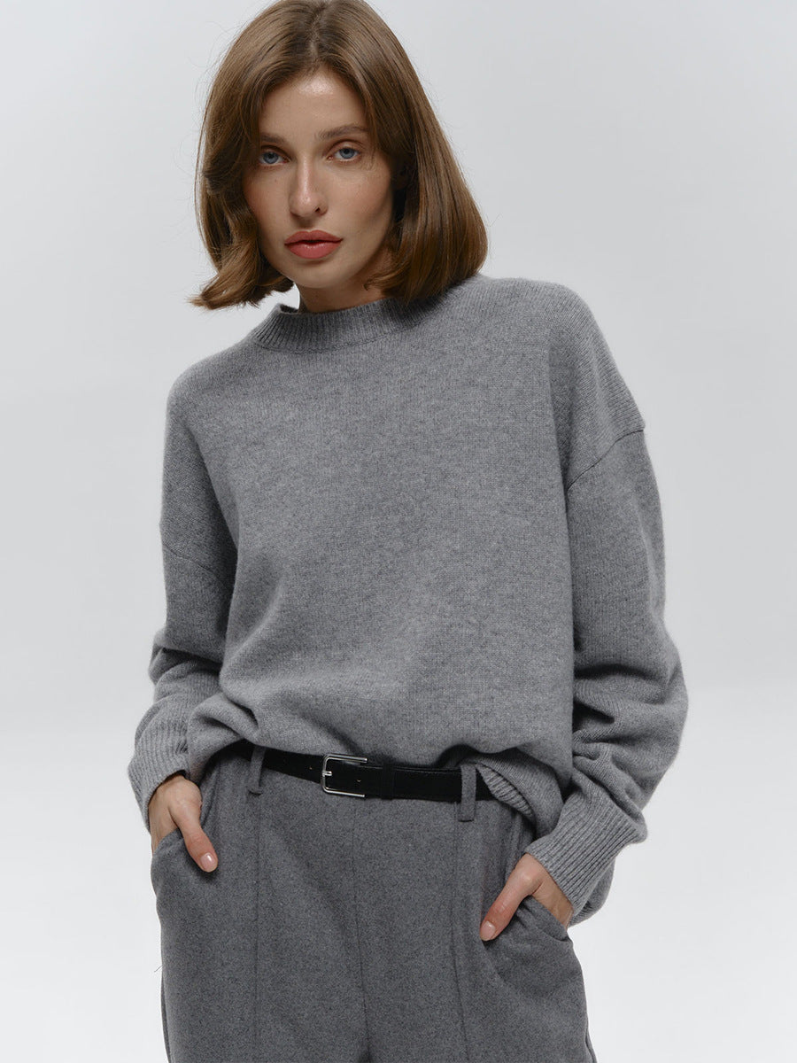 Basic Solid Pullover Knit Sweater