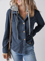 Corduroy Button Down Hooded Jacket