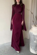 Mesh Bell sleeves Satin Maxi Dress