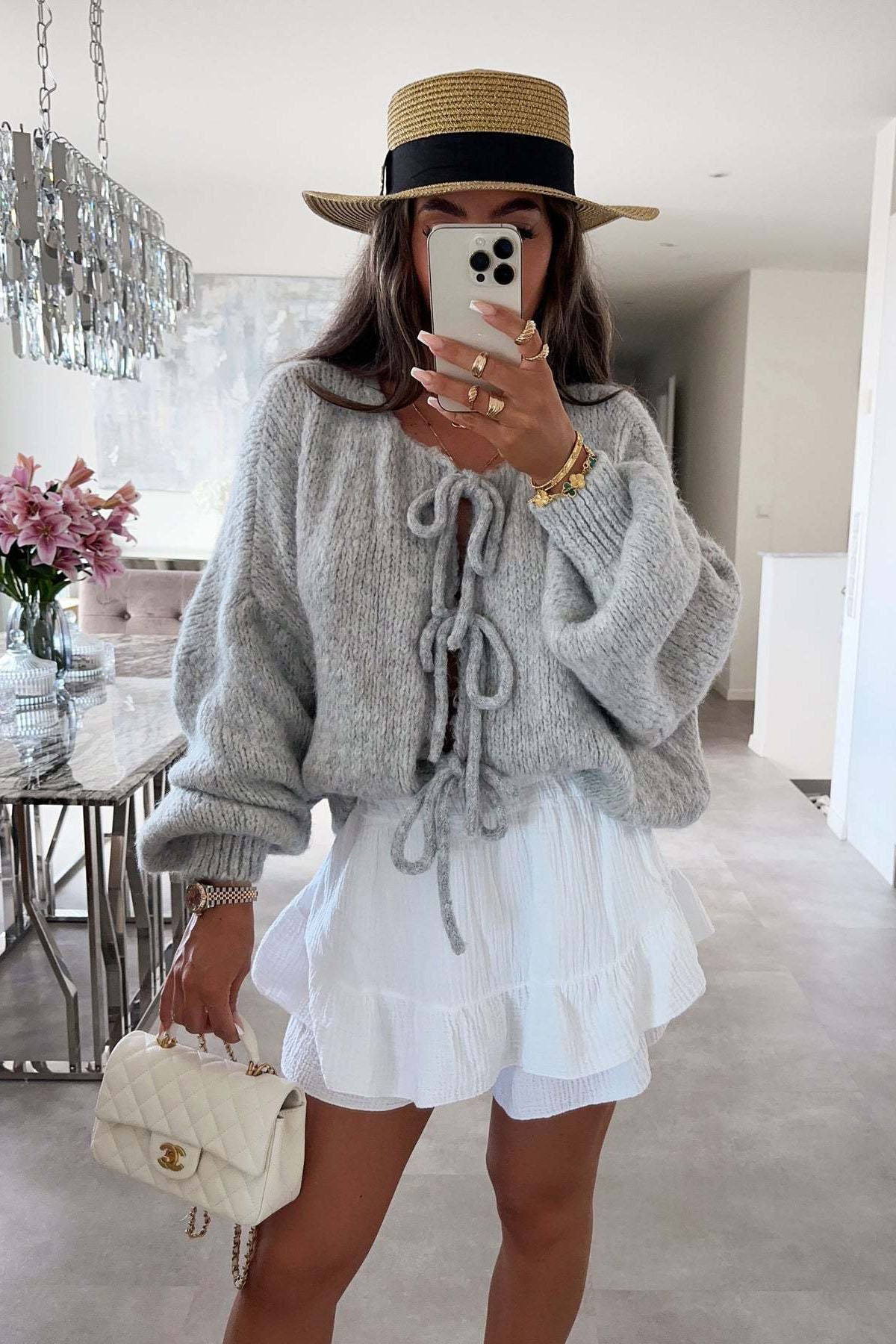 Cute Front Bow-tie Knit Cardigan