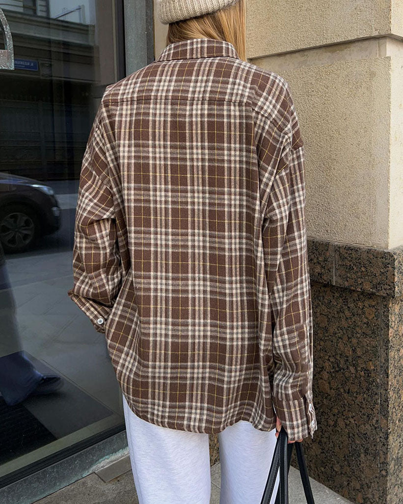 Plaid Print Long-line Shirt