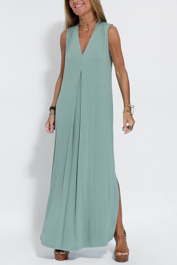 Casual Sleeveless Midi Dress and Long Cardigan Two-Piece Suit