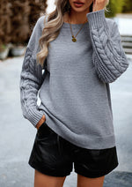 Cable Knit Sleeve Pullover Sweater