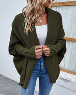 Solid Bat Sleeves Open Front Cardigan