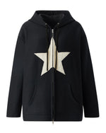 Patched Pentagram Trim Hooded Sweatshirt