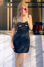 Black Cutout Trim Slip mini Dress