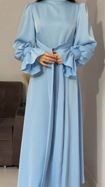 Elegant Long-sleeved Satin Maxi Dress