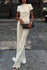 Sleek Short Sleeves Top and Pants Two Piece Set