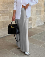 Gray Withdraw Satin Maxi Skirt
