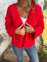 Thick Cable Knit Sleeve Knit Cardigan