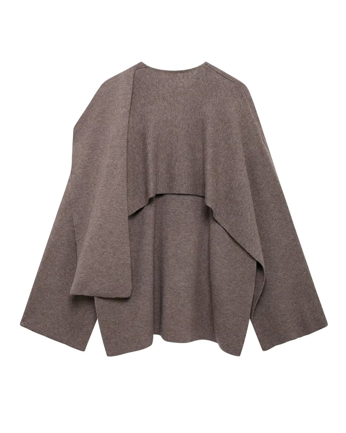 Asymmetric Scarf Detail Knitted Coat