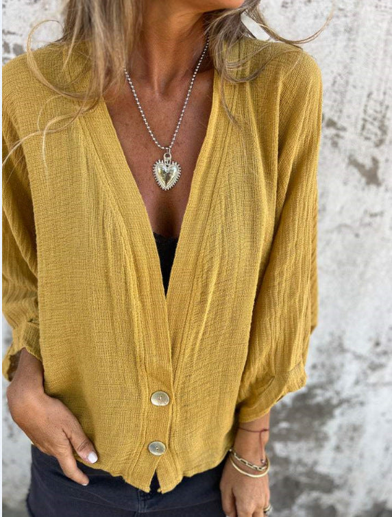 Slouchy Buttoned Linen Shirt