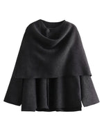 Asymmetric Scarf Cropped Knitted Jacket