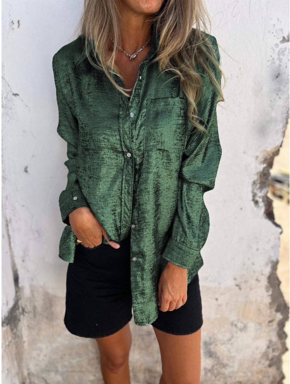Chic Metallic Button Down Shirt