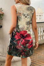 Vintage Floral Sleeveless Shift Mini Dress