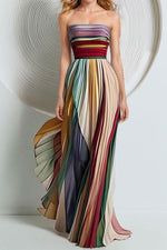 Rainbow Print Bandeau Maxi Dress