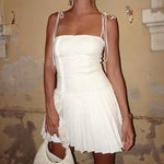 White Pleated Mini Dress