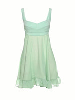 Green Square Neckline Mini Dress