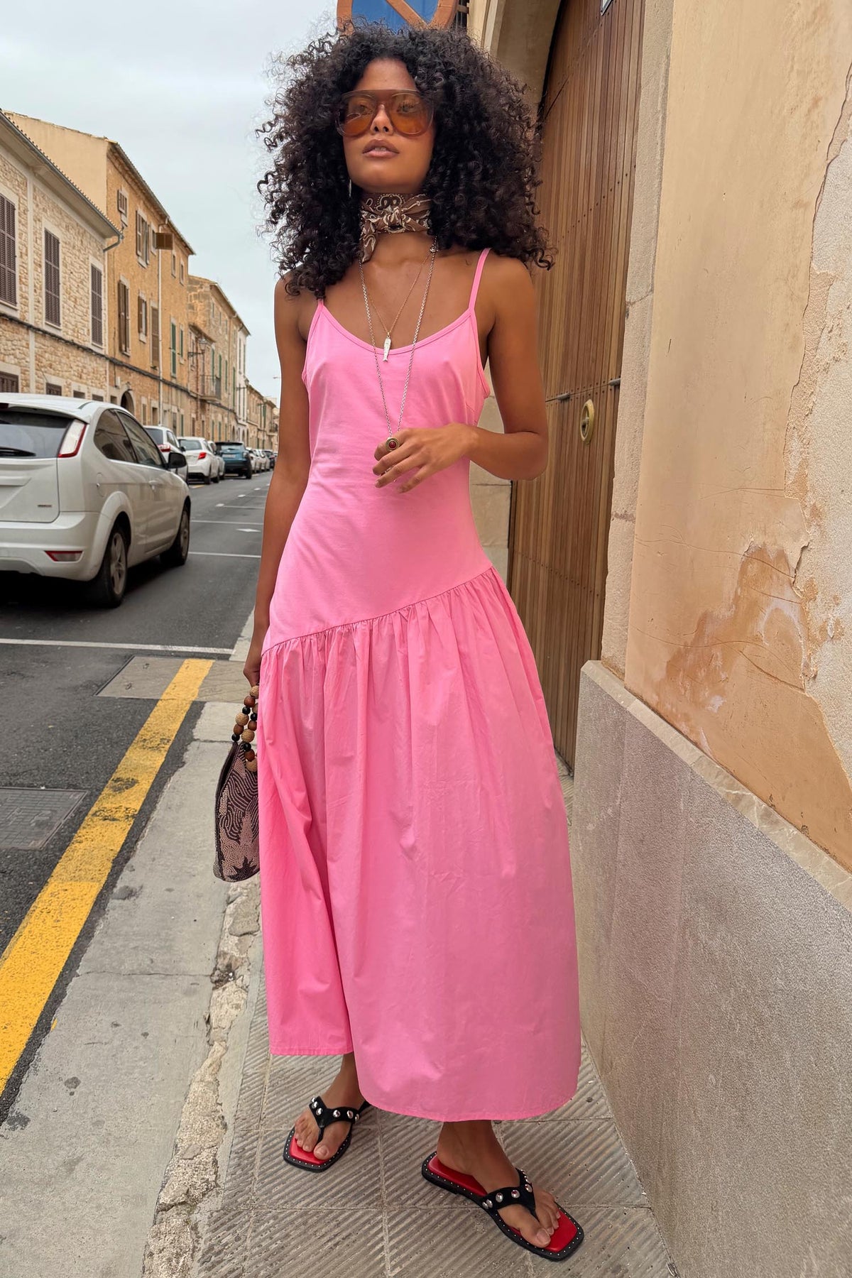 Pink Slip Midi Dress