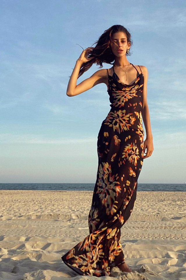 Black Floral Maxi Dress