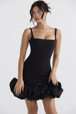 Black Ruffle Hem Mini Dress