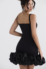Black Ruffle Hem Mini Dress
