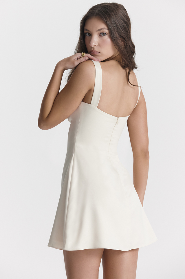 Cream Square Neckline Mini Dress