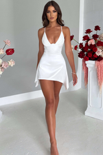 Solid Crossover Back Mini Dress