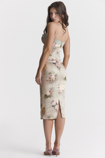 Retro Floral Push Up Midi Dress
