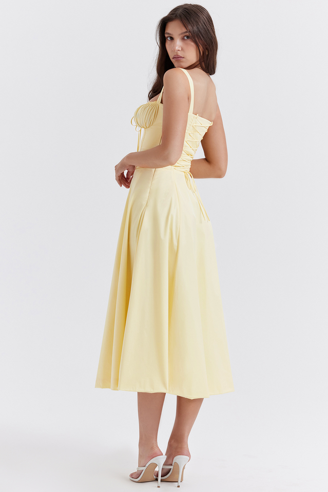Solid Bustier Slip Midi Sundress