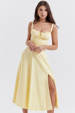 Solid Bustier Slip Midi Sundress