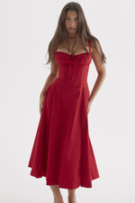 Solid Bustier Slip Midi Sundress