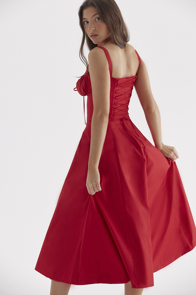 Solid Bustier Slip Midi Sundress