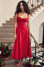 Solid Bustier Slip Midi Sundress